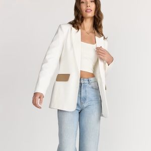 New York & Company Tan and White Blazer for a Sophisticated Look